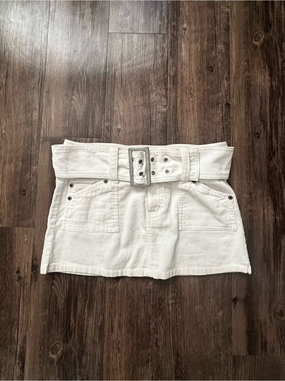 White Mini Skirt with Belt